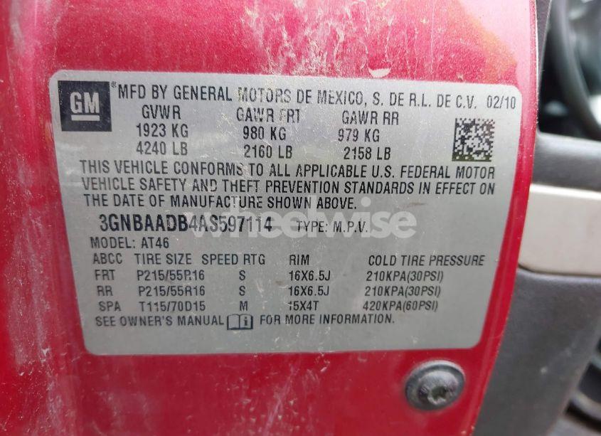 Photo 9 of 2010 Chevrolet Hhr LS (VIN 3GNBAADB4AS597114)