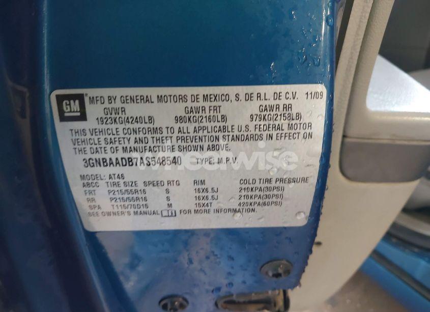 Photo 9 of 2010 Chevrolet Hhr LS (VIN 3GNBAADB7AS548540)