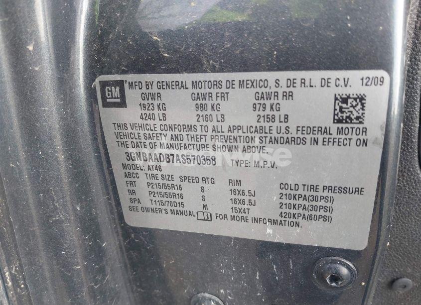 Photo 9 of 2010 Chevrolet Hhr LS (VIN 3GNBAADB7AS570358)