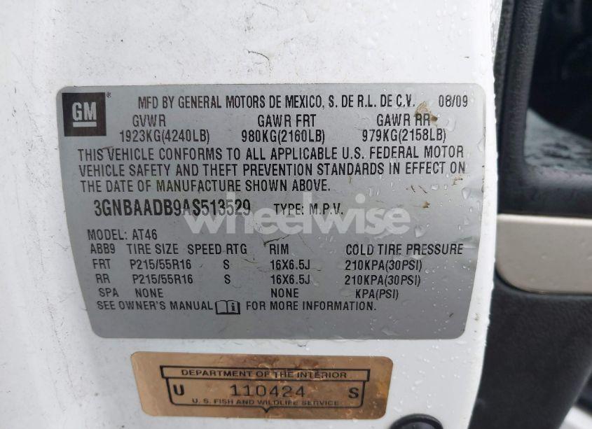 Photo 9 of 2010 Chevrolet Hhr LS (VIN 3GNBAADB9AS513529)