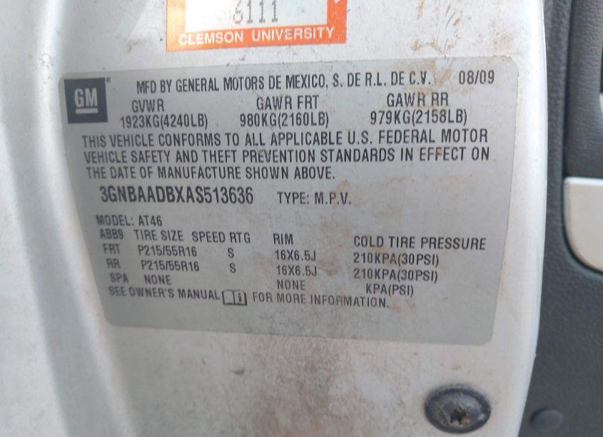 Photo 9 of 2010 Chevrolet Hhr LS (VIN 3GNBAADBXAS513636)