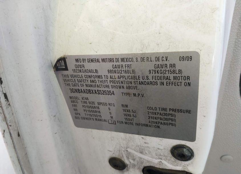 Photo 9 of 2010 Chevrolet Hhr LS (VIN 3GNBAADBXAS526354)