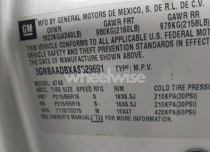 Photo 9 of 2010 Chevrolet Hhr LS (VIN 3GNBAADBXAS529691)