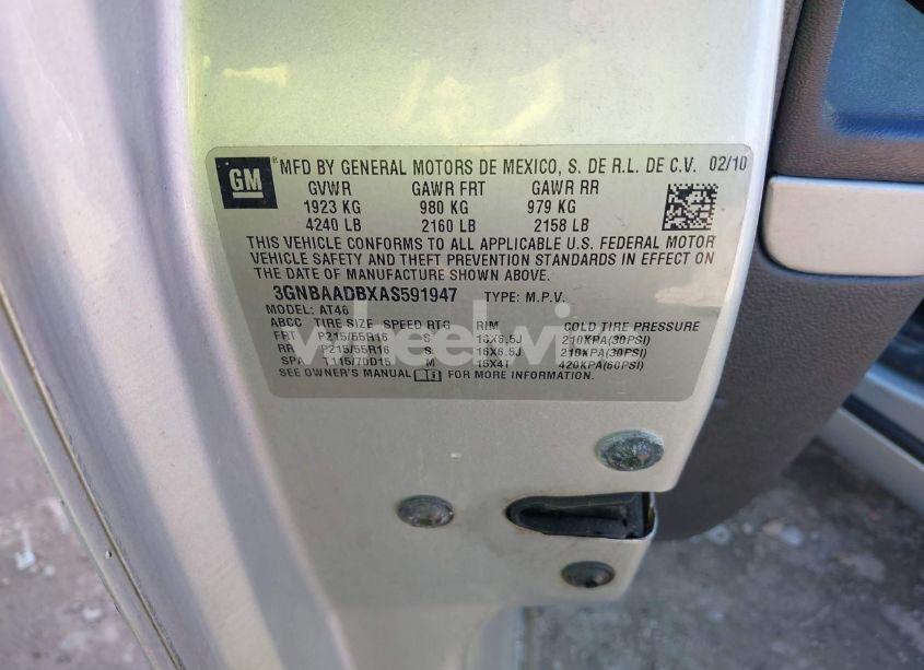 Photo 9 of 2010 Chevrolet Hhr LS (VIN 3GNBAADBXAS591947)