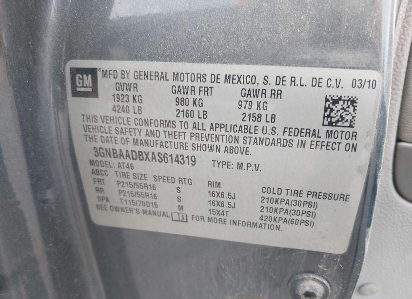 Photo 9 of 2010 Chevrolet Hhr LS (VIN 3GNBAADBXAS614319)