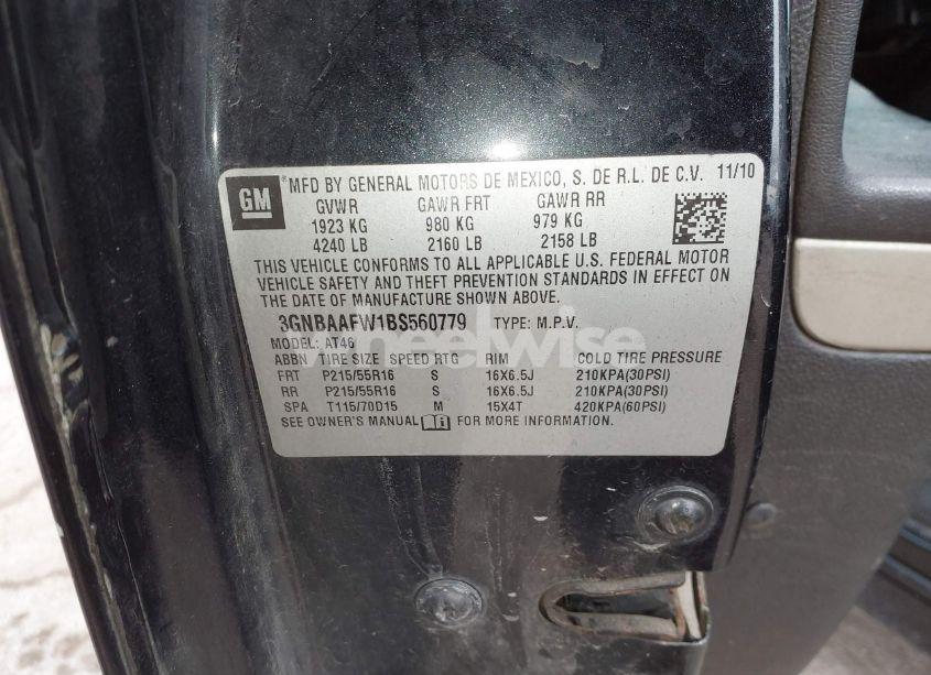 Photo 9 of 2011 Chevrolet Hhr LS (VIN 3GNBAAFW1BS560779)