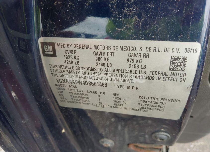 Photo 9 of 2011 Chevrolet Hhr LS (VIN 3GNBAAFW4BS501483)