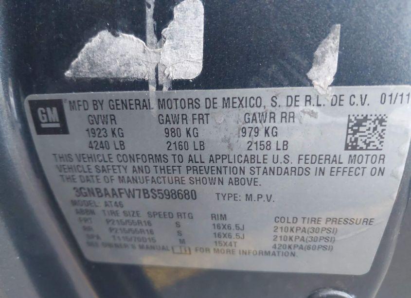 Photo 9 of 2011 Chevrolet Hhr LS (VIN 3GNBAAFW7BS598680)