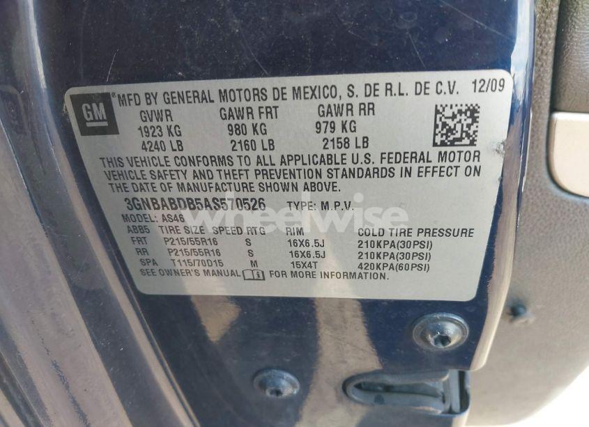 Photo 9 of 2010 Chevrolet Hhr LT (VIN 3GNBABDB5AS570526)