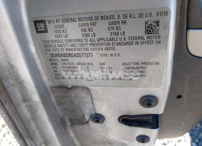 Photo 9 of 2010 Chevrolet Hhr LT (VIN 3GNBABDB5AS577377)