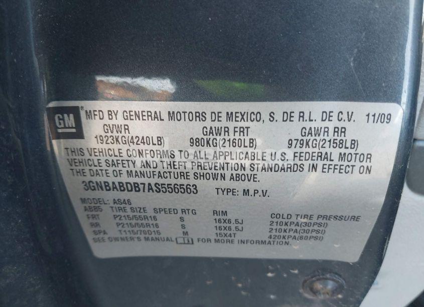Photo 9 of 2010 Chevrolet Hhr LT (VIN 3GNBABDB7AS556563)