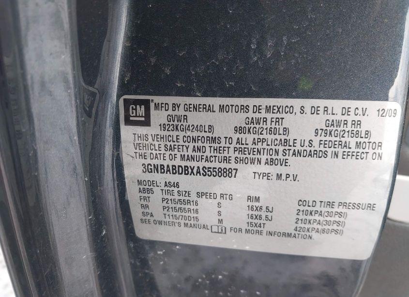 Photo 9 of 2010 Chevrolet Hhr LT (VIN 3GNBABDBXAS558887)