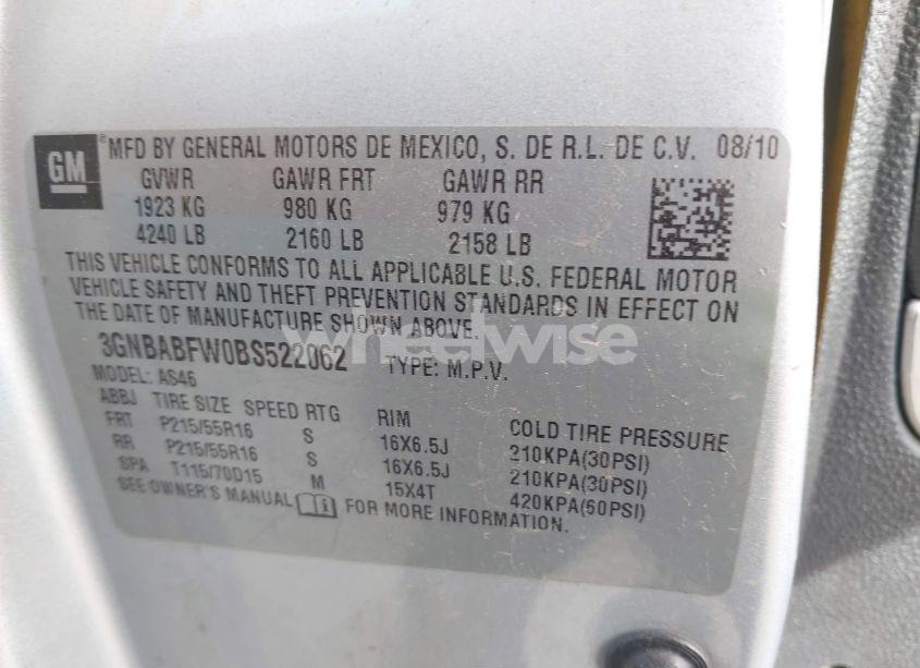 Photo 9 of 2011 Chevrolet Hhr LT (VIN 3GNBABFW0BS522062)