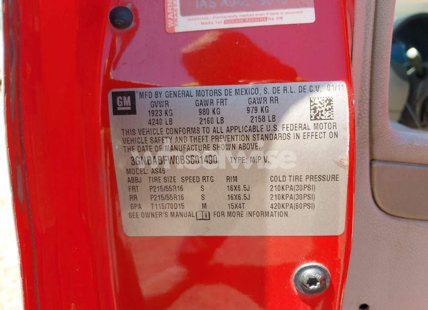 Photo 9 of 2011 Chevrolet Hhr LT (VIN 3GNBABFW0BS601490)