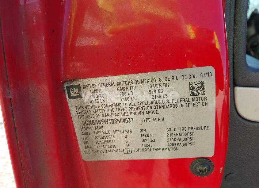 Photo 9 of 2011 Chevrolet Hhr LT (VIN 3GNBABFW1BS504637)