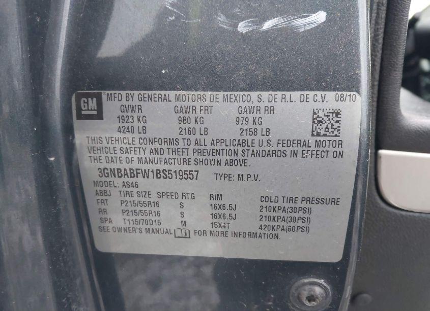 Photo 9 of 2011 Chevrolet Hhr LT (VIN 3GNBABFW1BS519557)