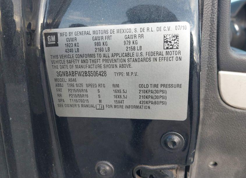 Photo 9 of 2011 Chevrolet Hhr LT (VIN 3GNBABFW2BS506428)