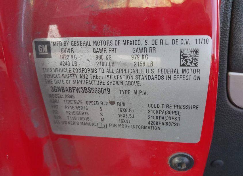 Photo 9 of 2011 Chevrolet Hhr LT (VIN 3GNBABFW3BS569019)