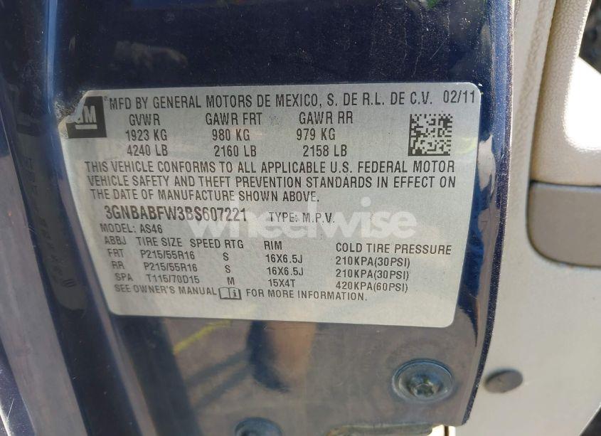 Photo 9 of 2011 Chevrolet Hhr LT (VIN 3GNBABFW3BS607221)