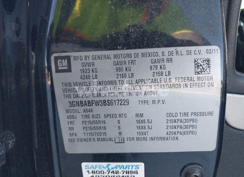 Photo 9 of 2011 Chevrolet Hhr LT (VIN 3GNBABFW3BS617229)