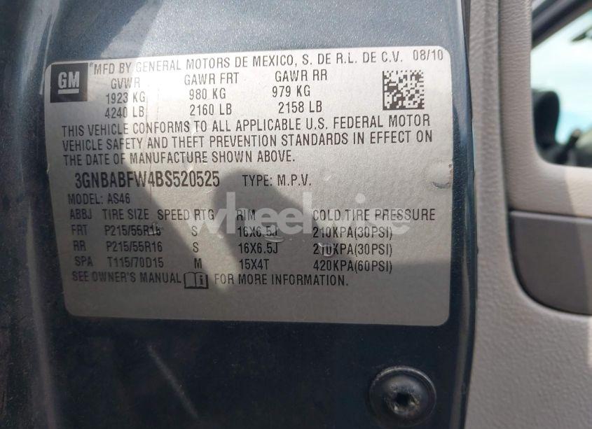 Photo 9 of 2011 Chevrolet Hhr LT (VIN 3GNBABFW4BS520525)