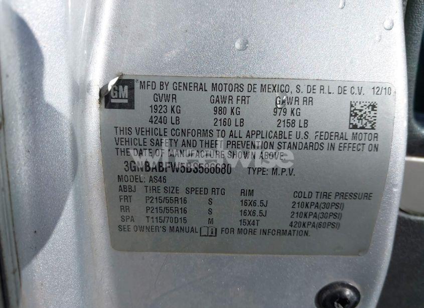 Photo 9 of 2011 Chevrolet Hhr LT (VIN 3GNBABFW5BS586680)