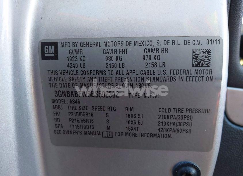 Photo 9 of 2011 Chevrolet Hhr LT (VIN 3GNBABFW5BS599302)