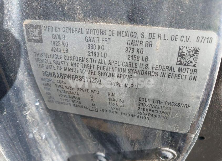 Photo 9 of 2011 Chevrolet Hhr LT (VIN 3GNBABFW6BS511230)