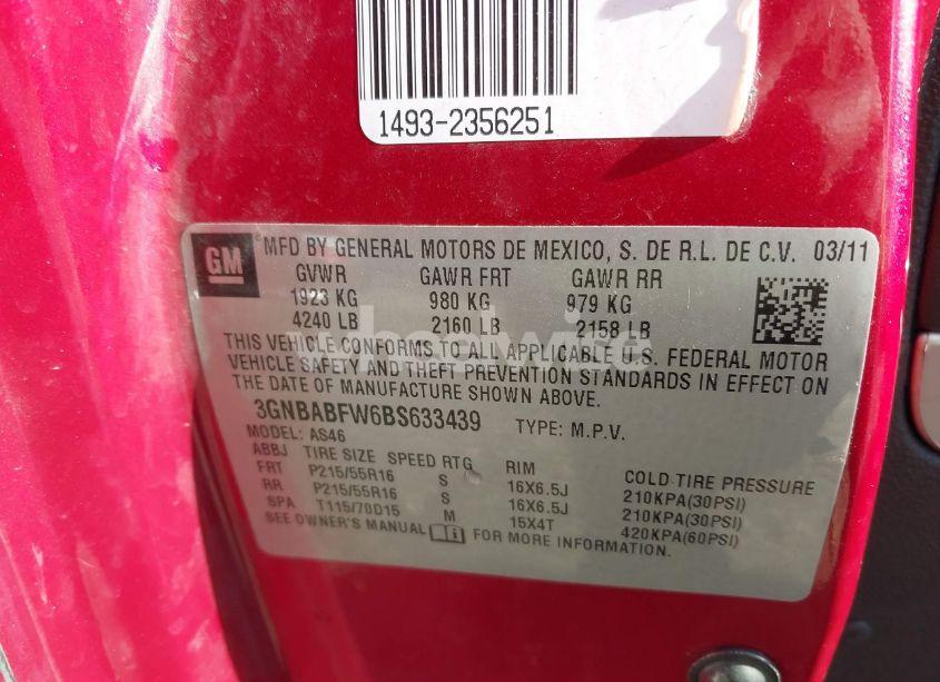 Photo 9 of 2011 Chevrolet Hhr LT (VIN 3GNBABFW6BS633439)