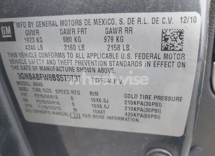 Photo 9 of 2011 Chevrolet Hhr LT (VIN 3GNBABFW8BS575737)