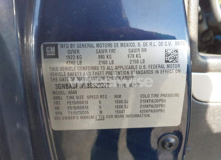 Photo 9 of 2011 Chevrolet Hhr LT (VIN 3GNBABFW9BS529270)