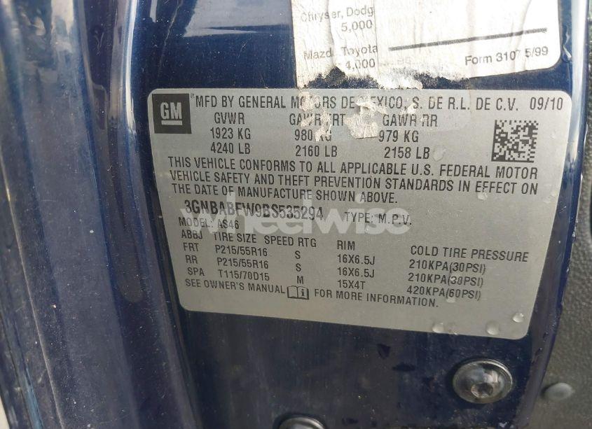 Photo 9 of 2011 Chevrolet Hhr LT (VIN 3GNBABFW9BS535294)