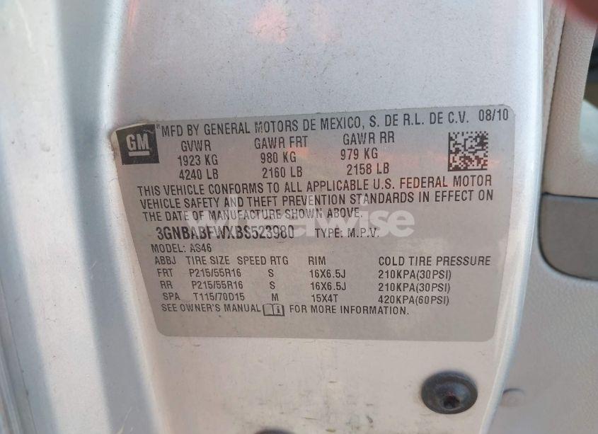 Photo 9 of 2011 Chevrolet Hhr LT (VIN 3GNBABFWXBS523980)