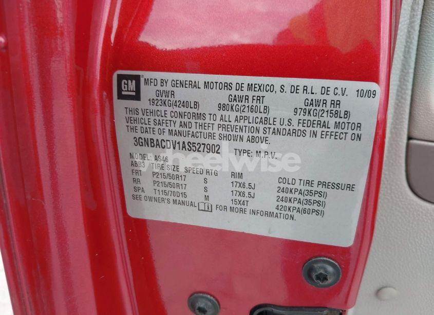 Photo 9 of 2010 Chevrolet Hhr LT (VIN 3GNBACDV1AS527902)