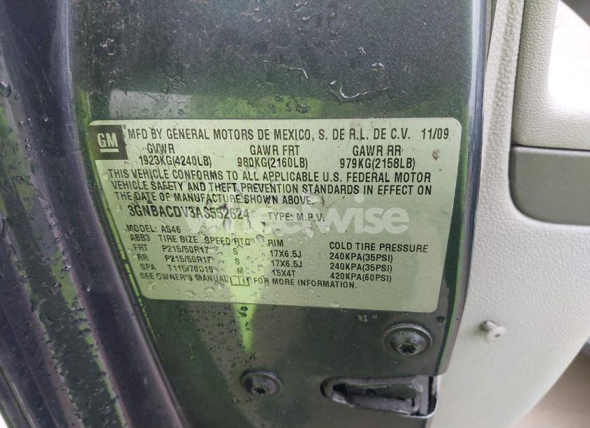 Photo 9 of 2010 Chevrolet Hhr LT (VIN 3GNBACDV3AS552624)