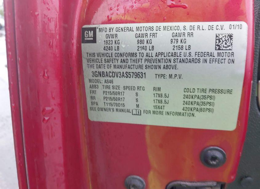 Photo 9 of 2010 Chevrolet Hhr LT (VIN 3GNBACDV3AS579631)