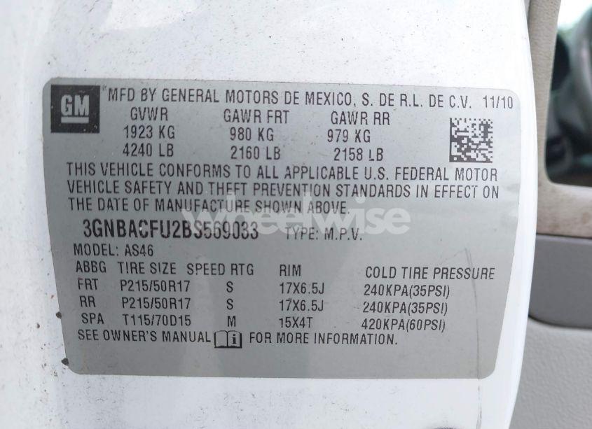 Photo 9 of 2011 Chevrolet Hhr LT (VIN 3GNBACFU2BS569033)