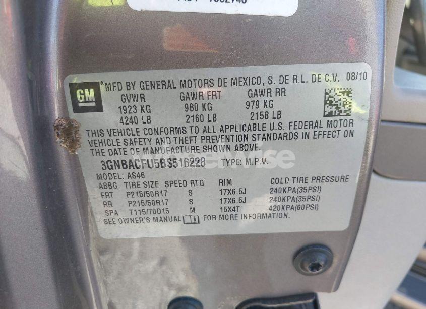 Photo 9 of 2011 Chevrolet Hhr LT (VIN 3GNBACFU5BS516228)