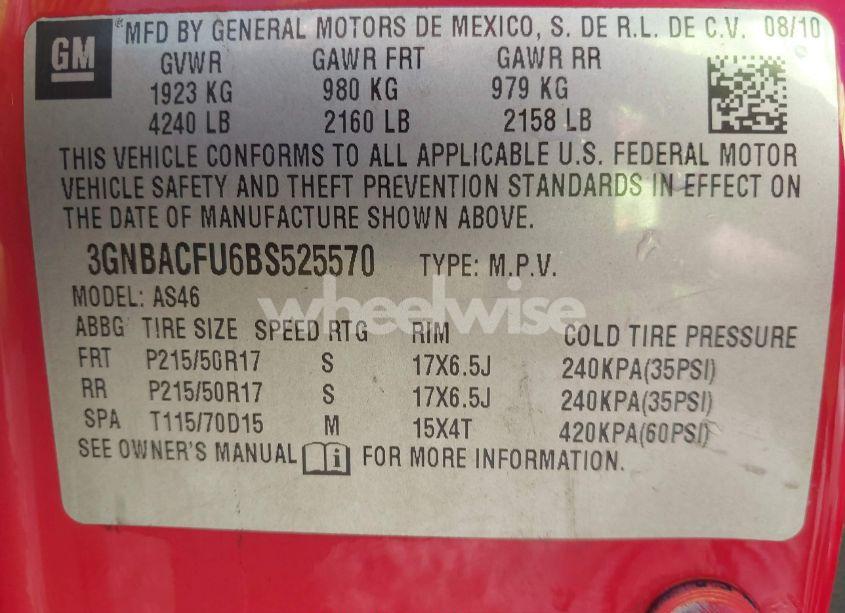 Photo 9 of 2011 Chevrolet Hhr LT (VIN 3GNBACFU6BS525570)