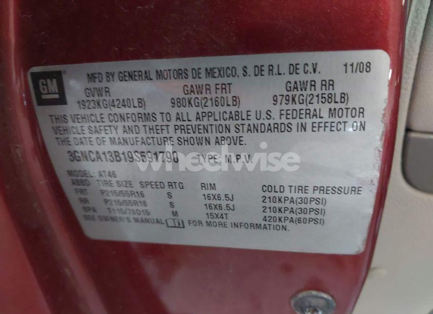 Photo 9 of 2009 Chevrolet Hhr LS (VIN 3GNCA13B19S591790)