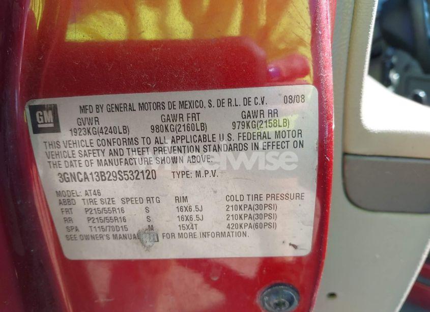 Photo 9 of 2009 Chevrolet Hhr LS (VIN 3GNCA13B29S532120)