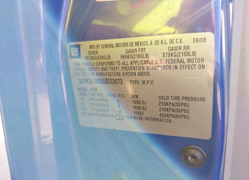 Photo 9 of 2009 Chevrolet Hhr LS (VIN 3GNCA13B59S533973)