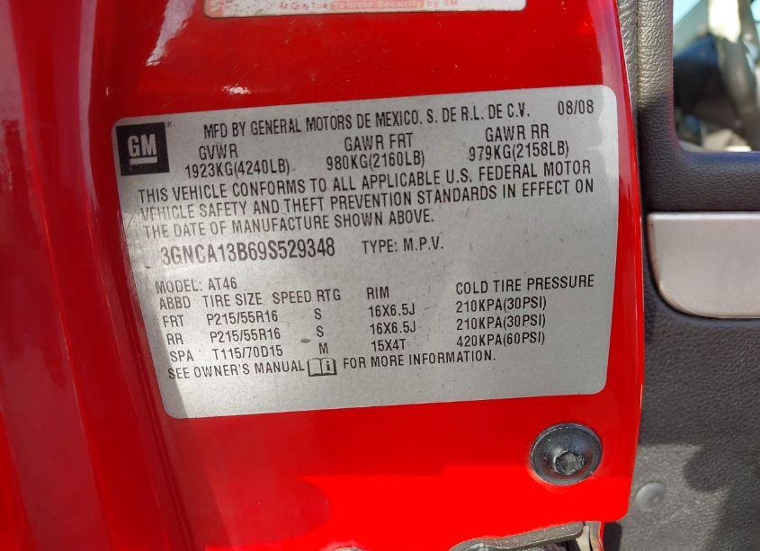 Photo 9 of 2009 Chevrolet Hhr LS (VIN 3GNCA13B69S529348)