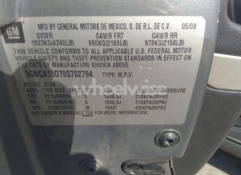 Photo 9 of 2008 Chevrolet Hhr LS (VIN 3GNCA13D78S702794)