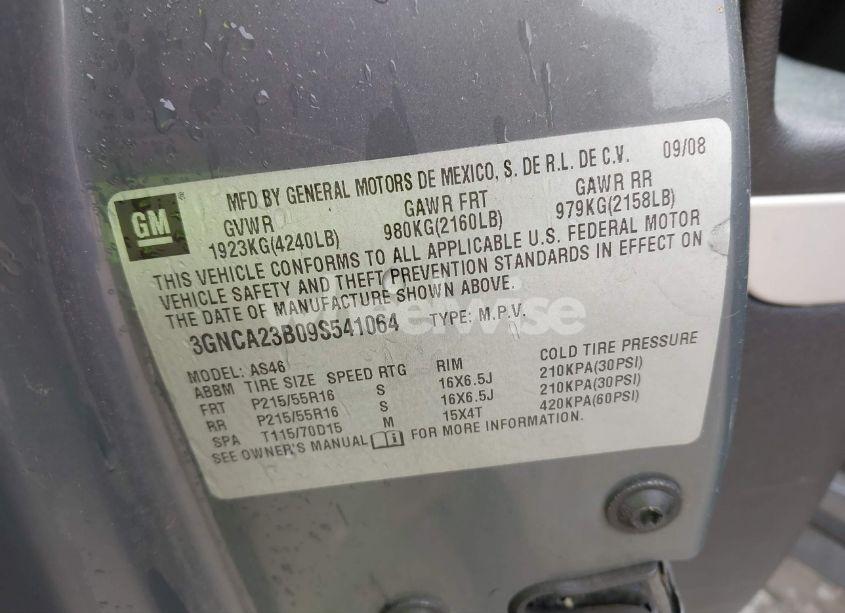 Photo 9 of 2009 Chevrolet Hhr LT (VIN 3GNCA23B09S541064)
