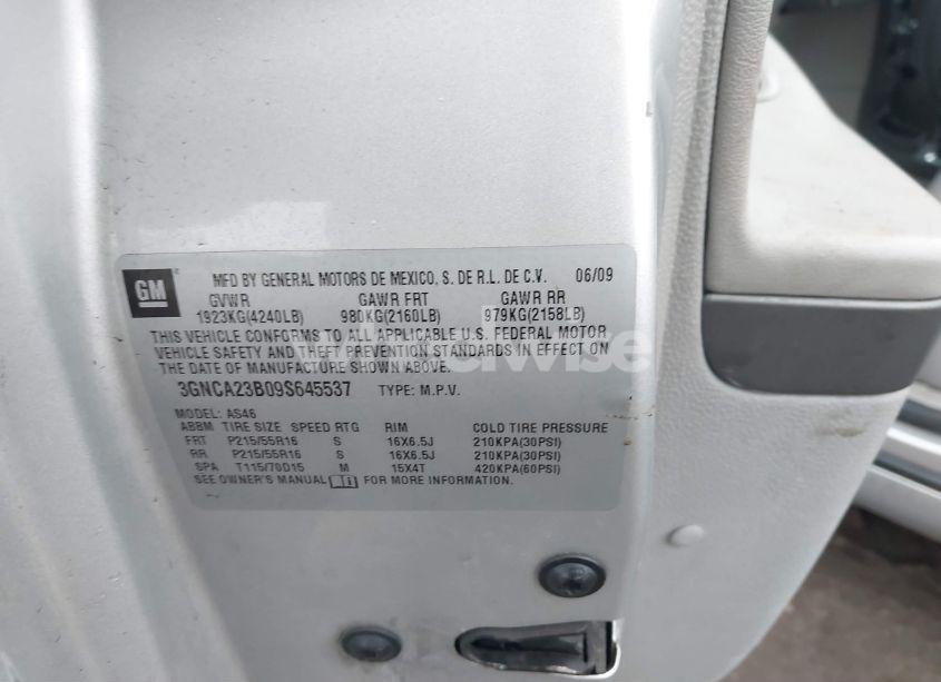 Photo 9 of 2009 Chevrolet Hhr LT (VIN 3GNCA23B09S645537)