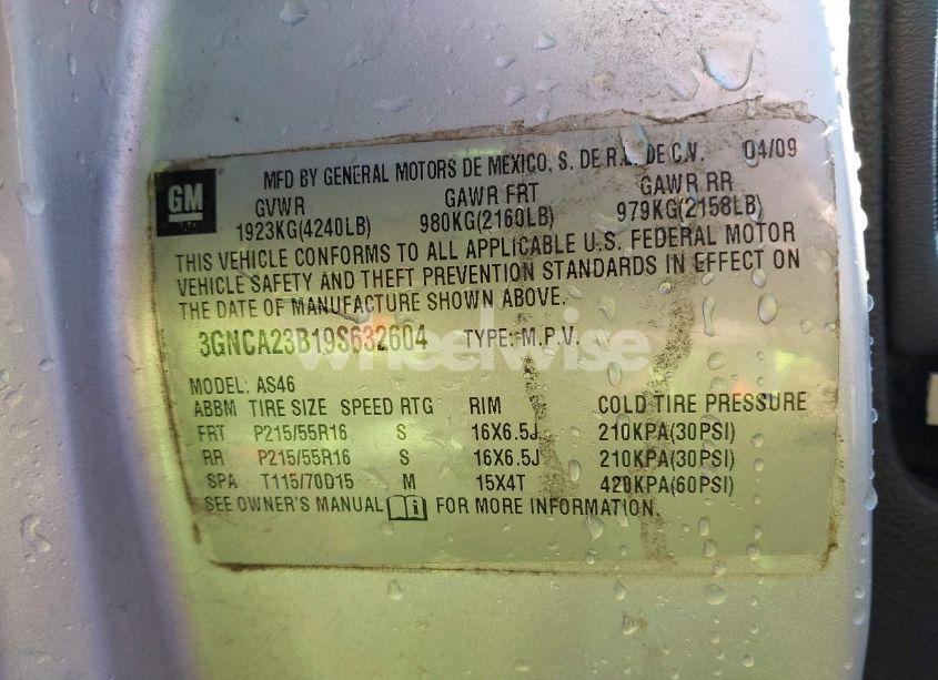 Photo 9 of 2009 Chevrolet Hhr LT (VIN 3GNCA23B19S632604)