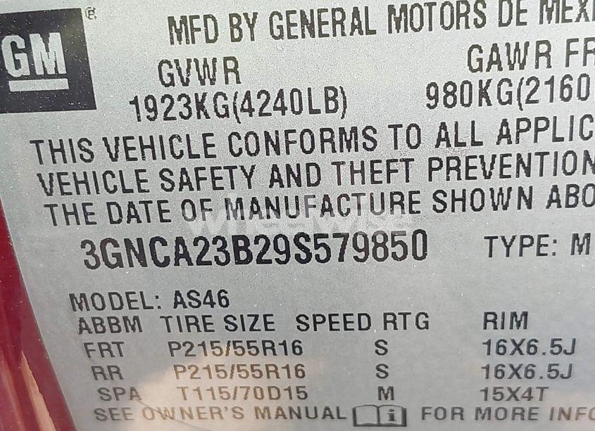 Photo 9 of 2009 Chevrolet Hhr LT (VIN 3GNCA23B29S579850)