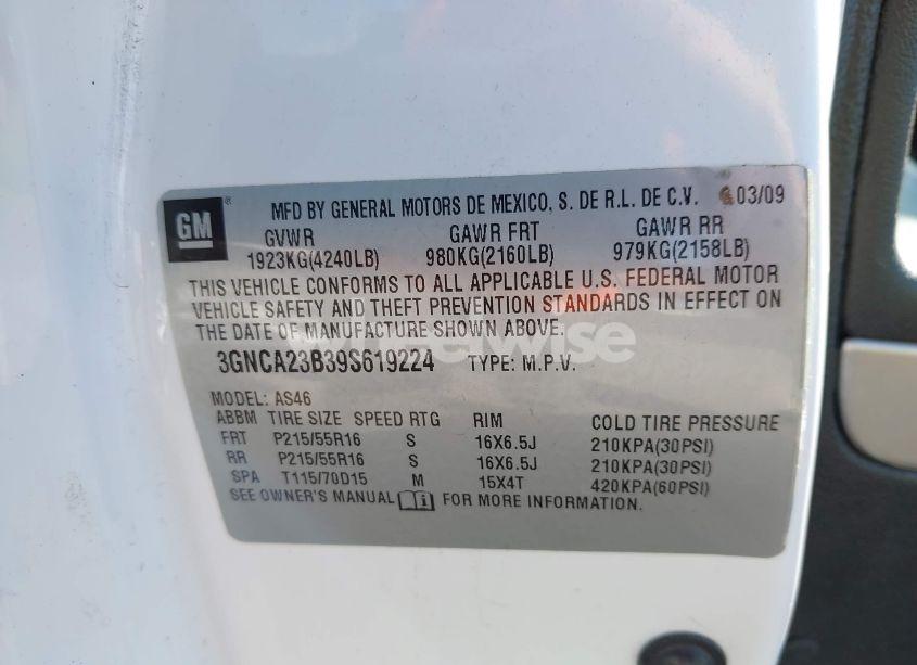 Photo 9 of 2009 Chevrolet Hhr LT (VIN 3GNCA23B39S619224)