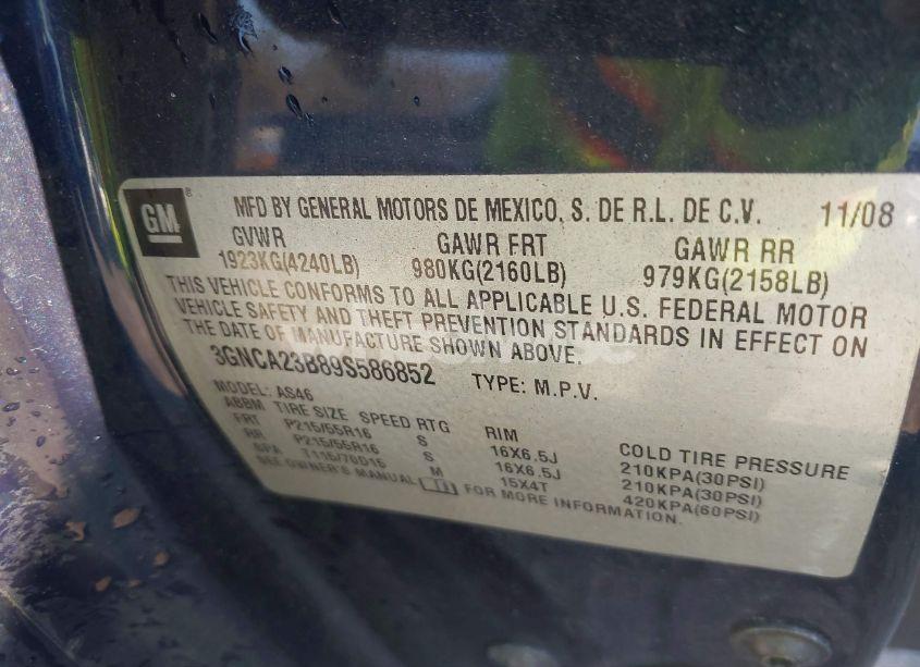 Photo 9 of 2009 Chevrolet Hhr LT (VIN 3GNCA23B89S586852)